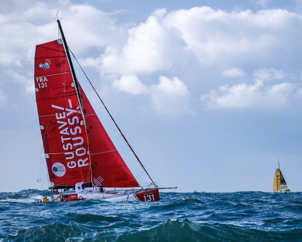 Le monocoque de Class40 Gustave Roussy lors de la Transat Jacques Vabre de 2017